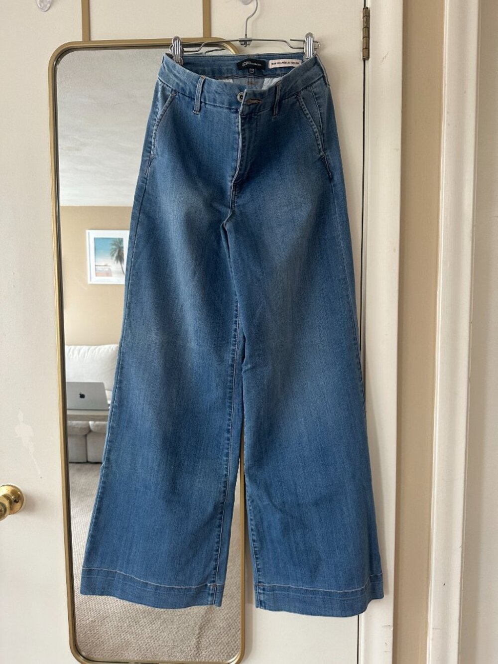 BCBG Generation High Rise Wide Leg Trouser Denim Stretchy Size 9